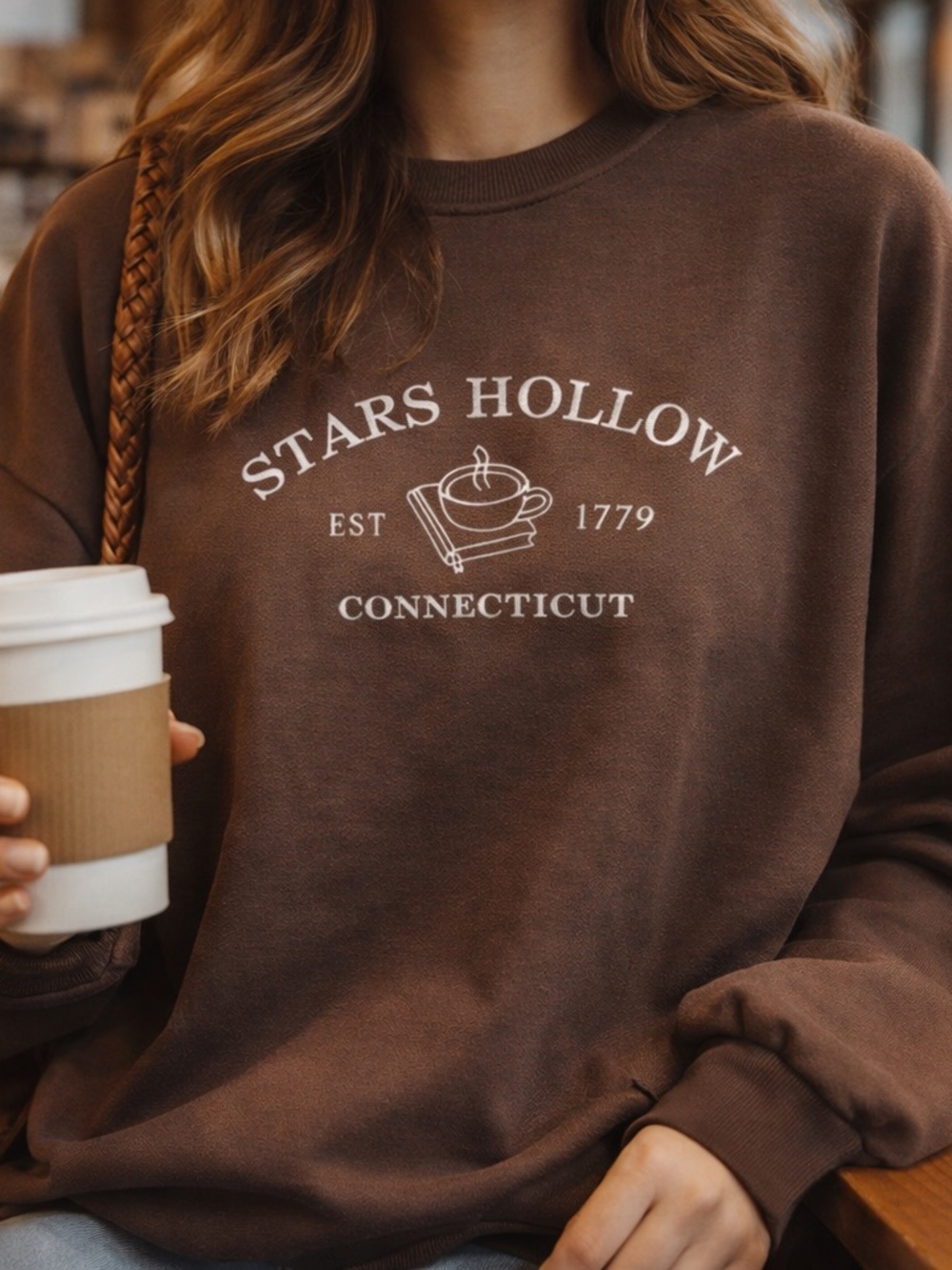 Stars Hollow Sweatshirt Oversized Brown Crewneck Gilmore Girls Cozy XL